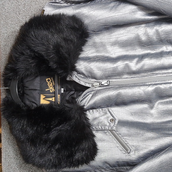Vintage 80s SKEA PARIS/VAIL Metalic & Fur Ski Jacket Size 12 Made In Colorado - Picture 4 of 16